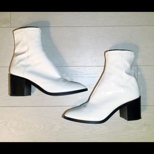 Steve Madden white patent leather boots